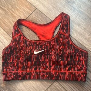 Nike Women's Black and Red Patterned Sports Bra